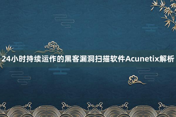 24小时持续运作的黑客漏洞扫描软件Acunetix解析