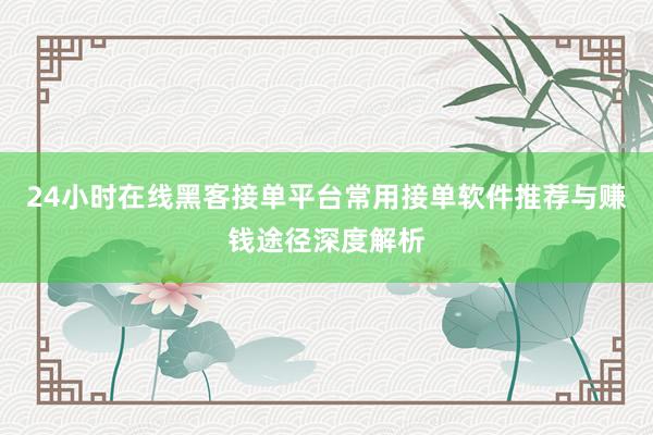24小时在线黑客接单平台常用接单软件推荐与赚钱途径深度解析
