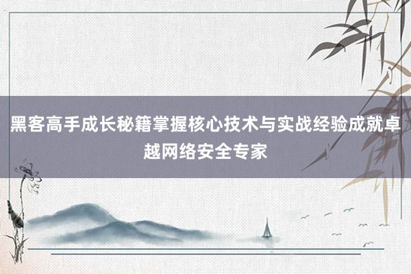 黑客高手成长秘籍掌握核心技术与实战经验成就卓越网络安全专家