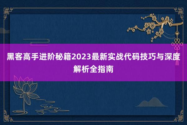黑客高手进阶秘籍2023最新实战代码技巧与深度解析全指南